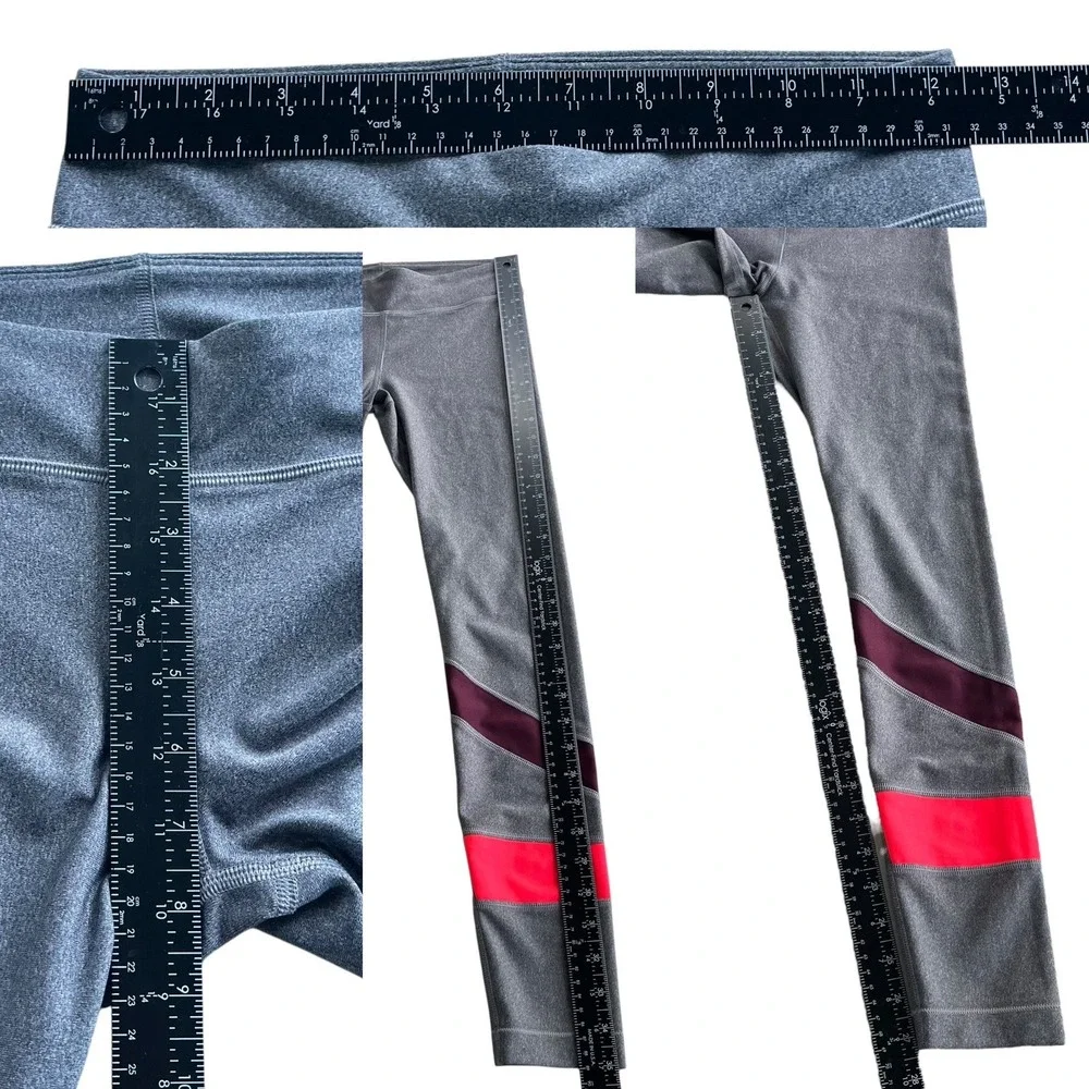 Under Armour HeatGear Women S Gray Coral Purple Stripe Compression Legging Sport